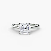 Asscher cut diamond ring in white gold or platinum - AtelierRings by SKH