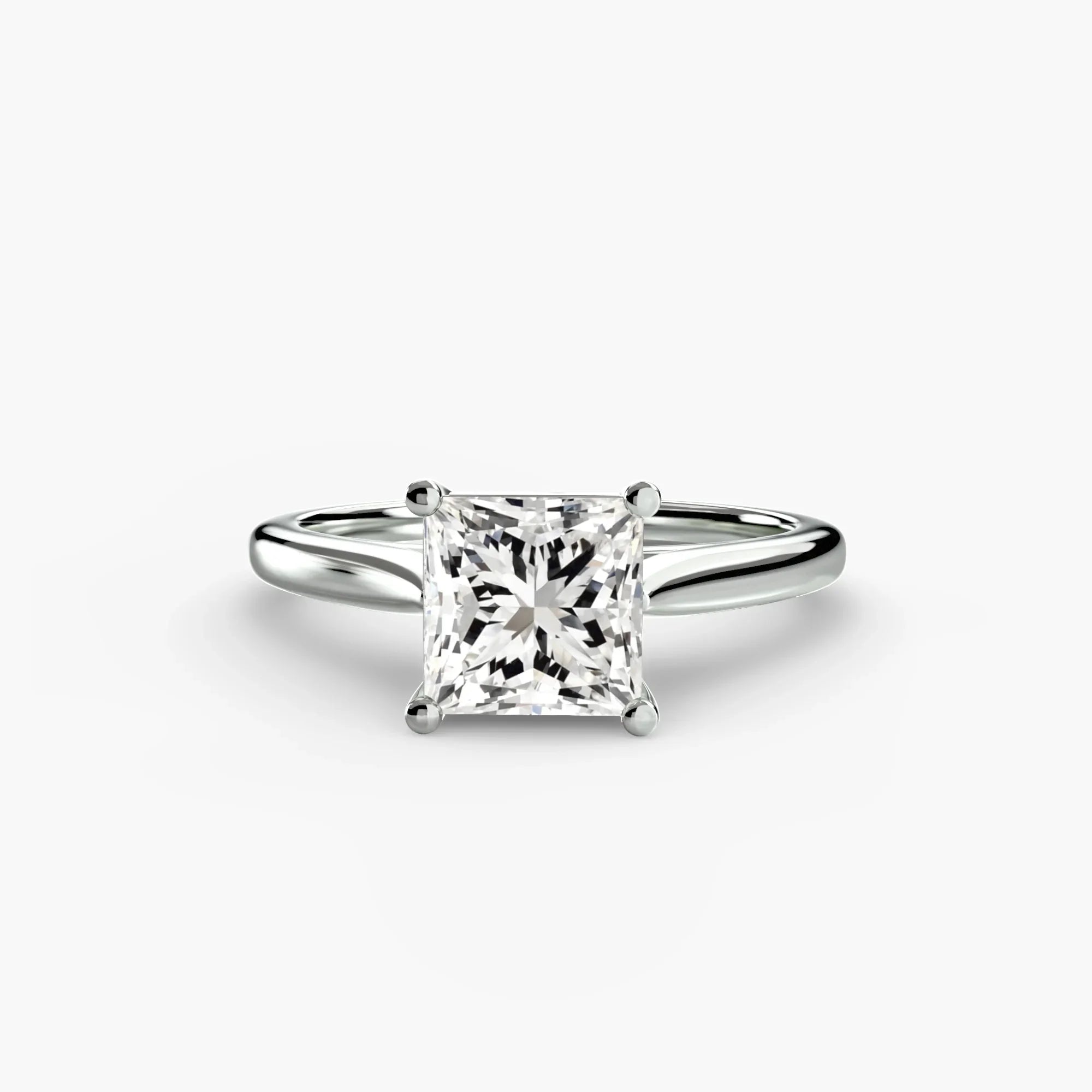 Princess cut diamond ring in white gold or platinum - AtelierRings by SKH