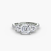 Asscher cut diamond ring in white gold or platinum - AtelierRings by SKH