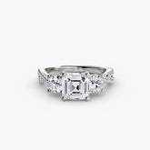 Asscher cut diamond ring in white gold or platinum - AtelierRings by SKH