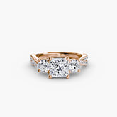 Princess cut diamond ring in rose gold - AtelierRings by SKH