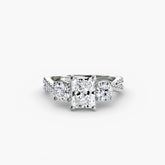 Radiant cut diamond ring in white gold or platinum - AtelierRings by SKH