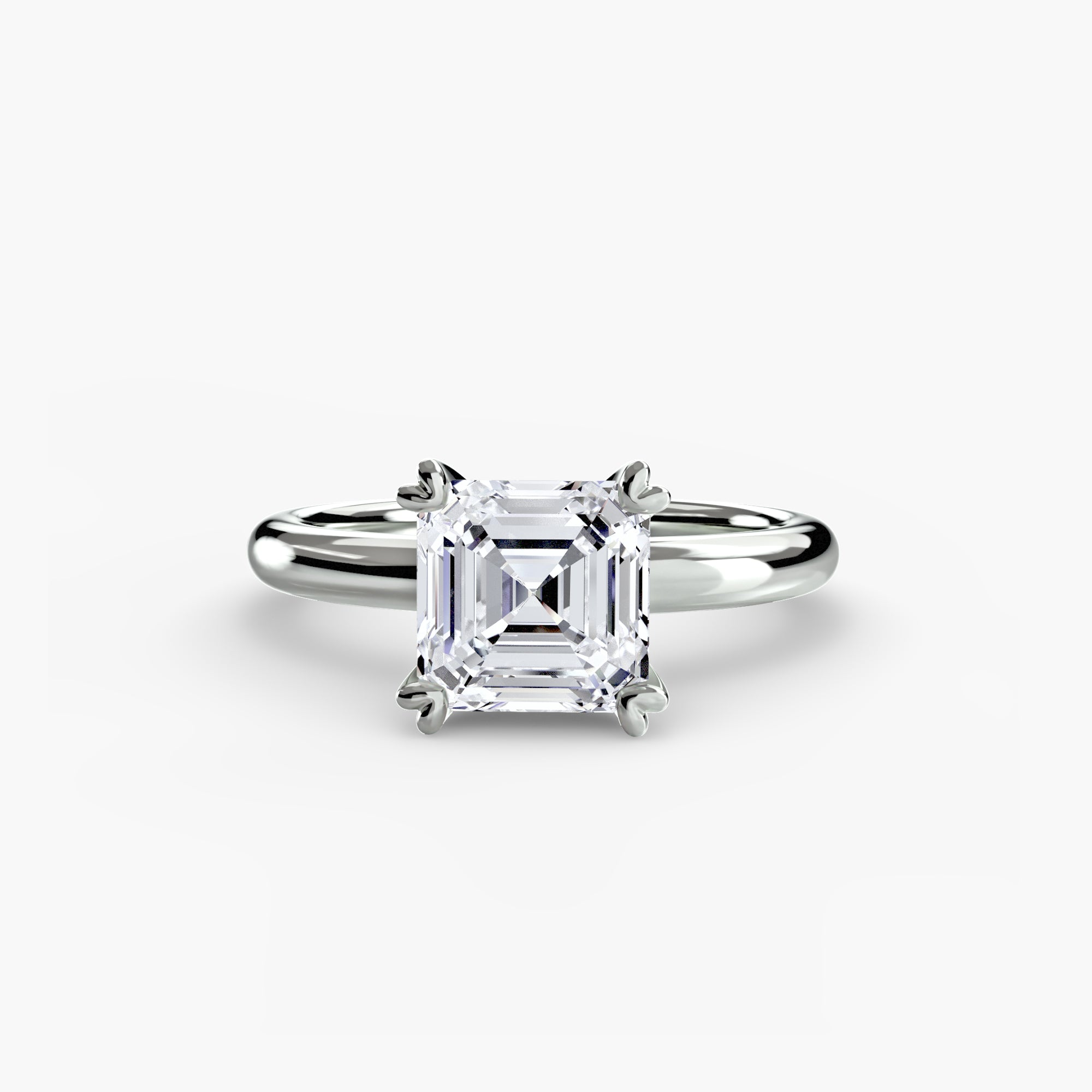 Asscher cut diamond ring in white gold or platinum - AtelierRings by SKH