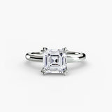 Asscher cut diamond ring in white gold or platinum - AtelierRings by SKH