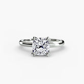 Cushion cut diamond ring in white gold or platinum - AtelierRings by SKH