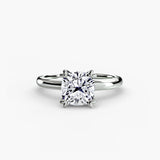 Cushion cut diamond ring in white gold or platinum - AtelierRings by SKH