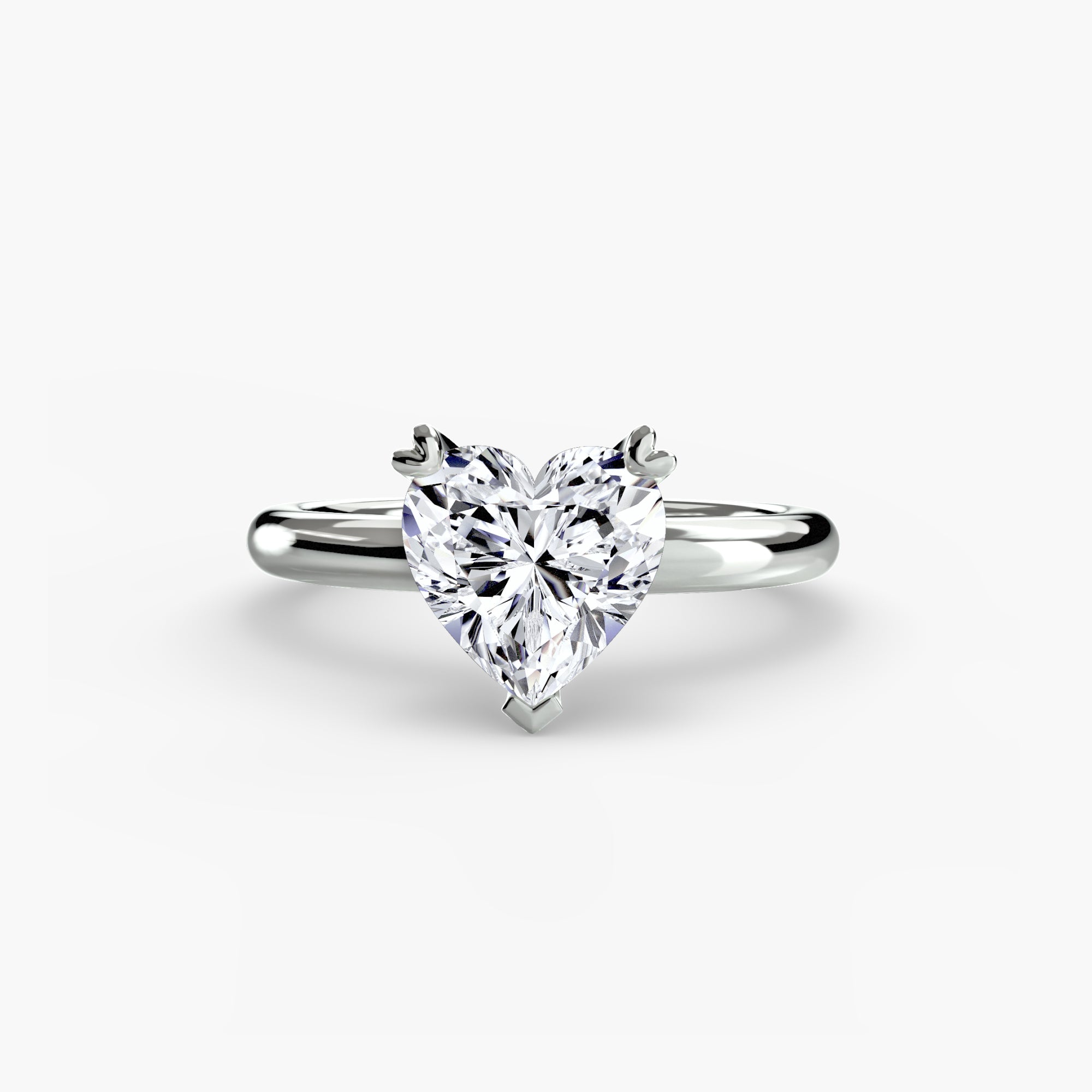 Heart cut diamond ring in white gold or platinum - AtelierRings by SKH