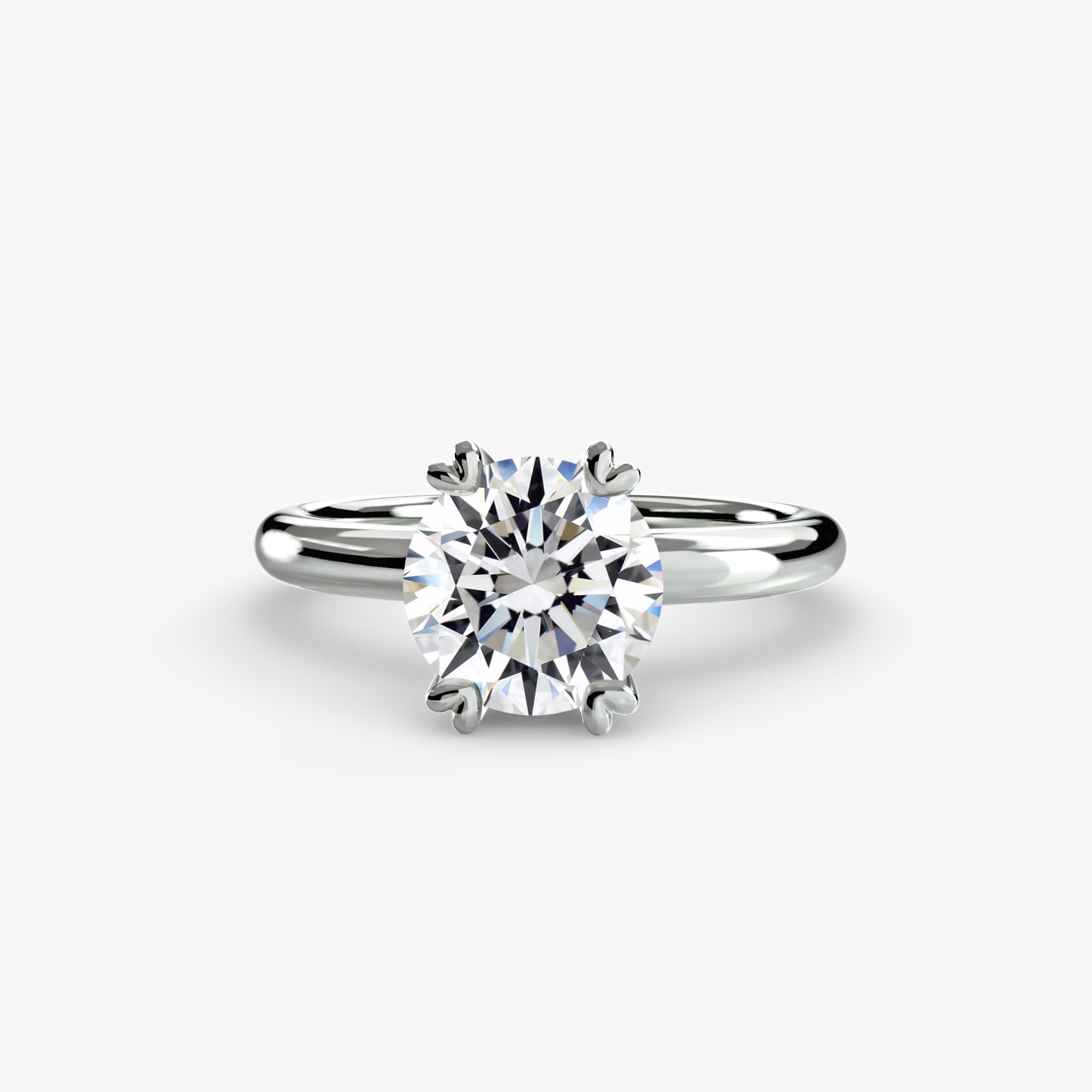 Round cut diamond ring in white gold or platinum - AtelierRings by SKH