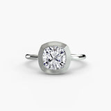 Cushion cut diamond ring in white gold or platinum - AtelierRings by SKH