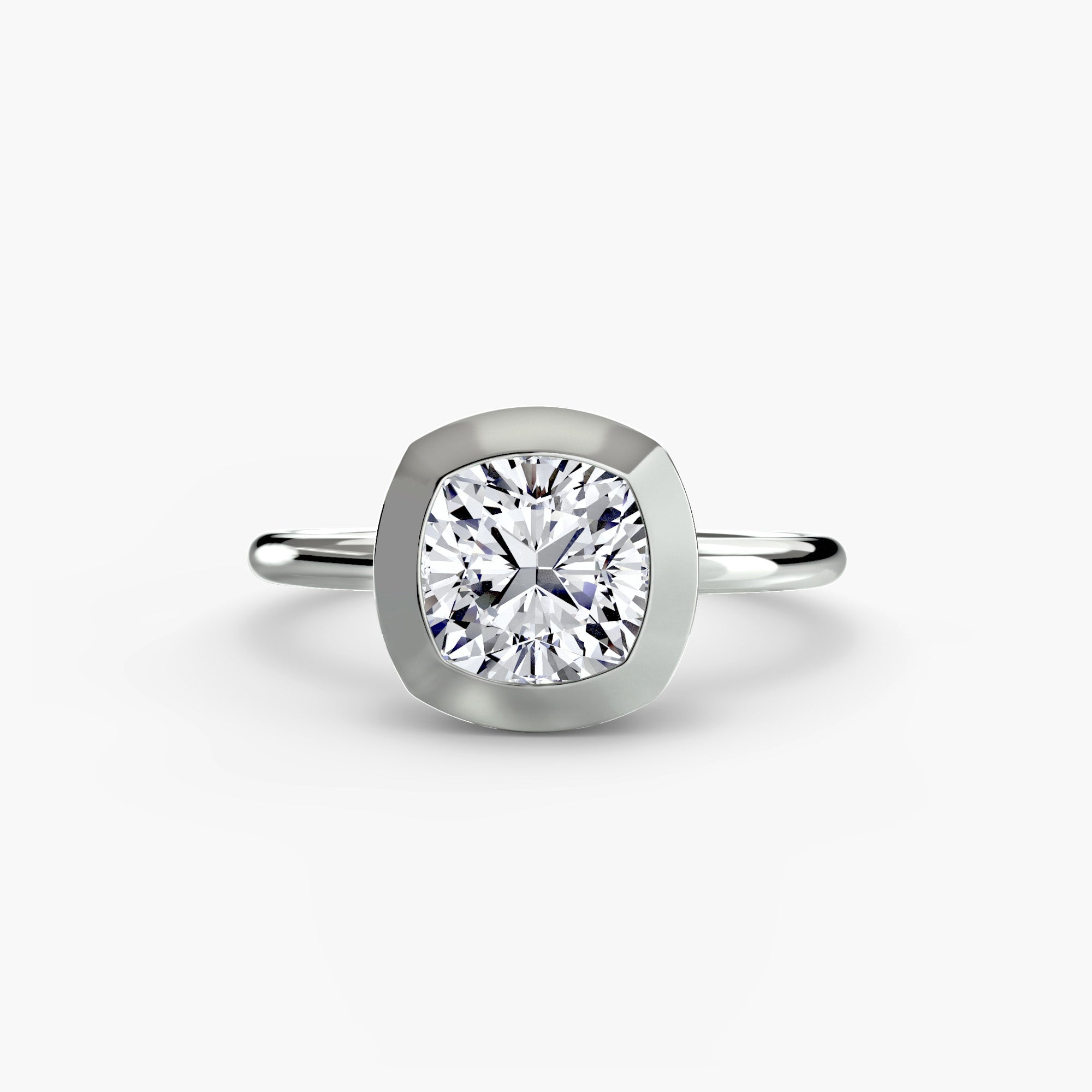 Cushion cut diamond ring in white gold or platinum - AtelierRings by SKH