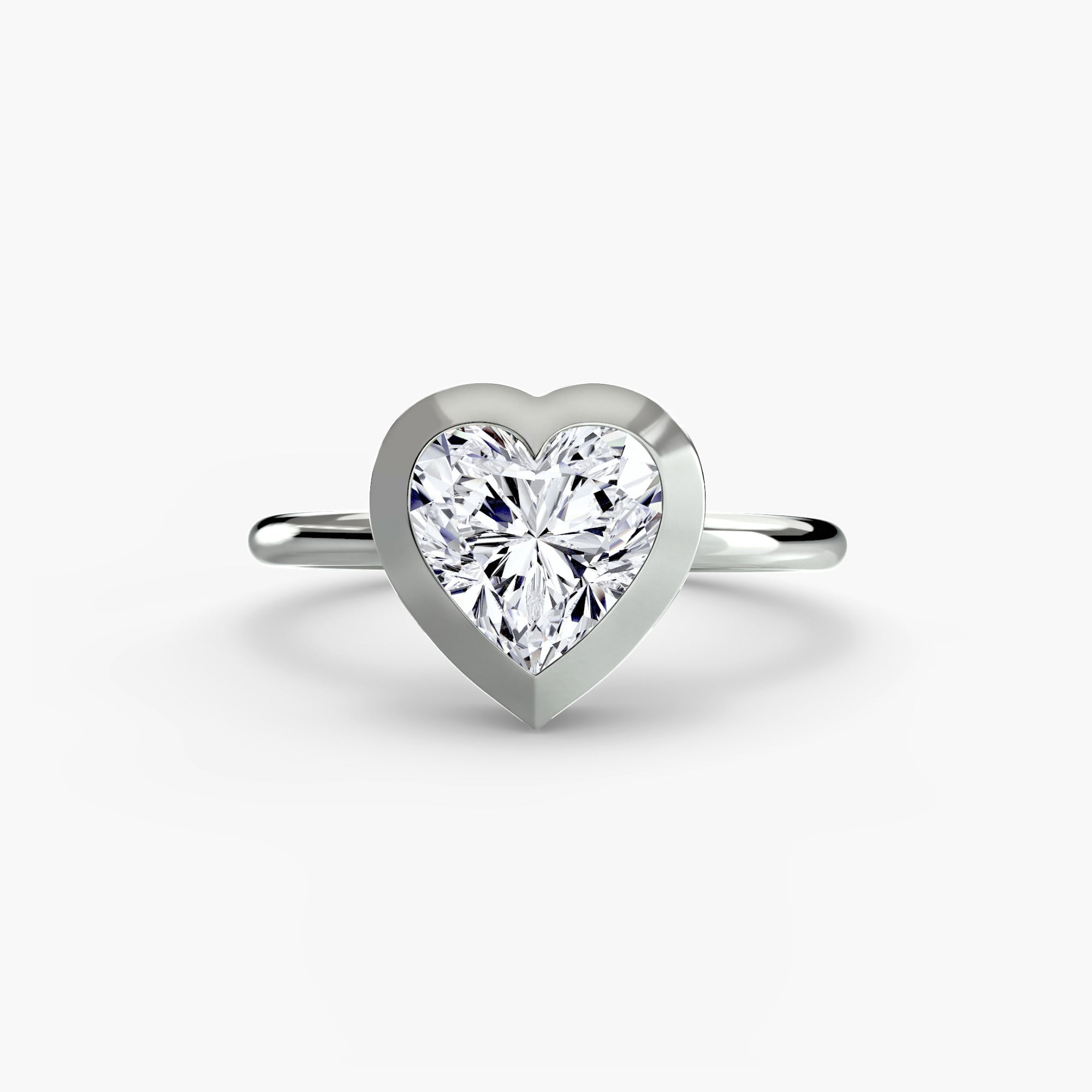 Heart cut diamond ring in white gold or platinum - AtelierRings by SKH