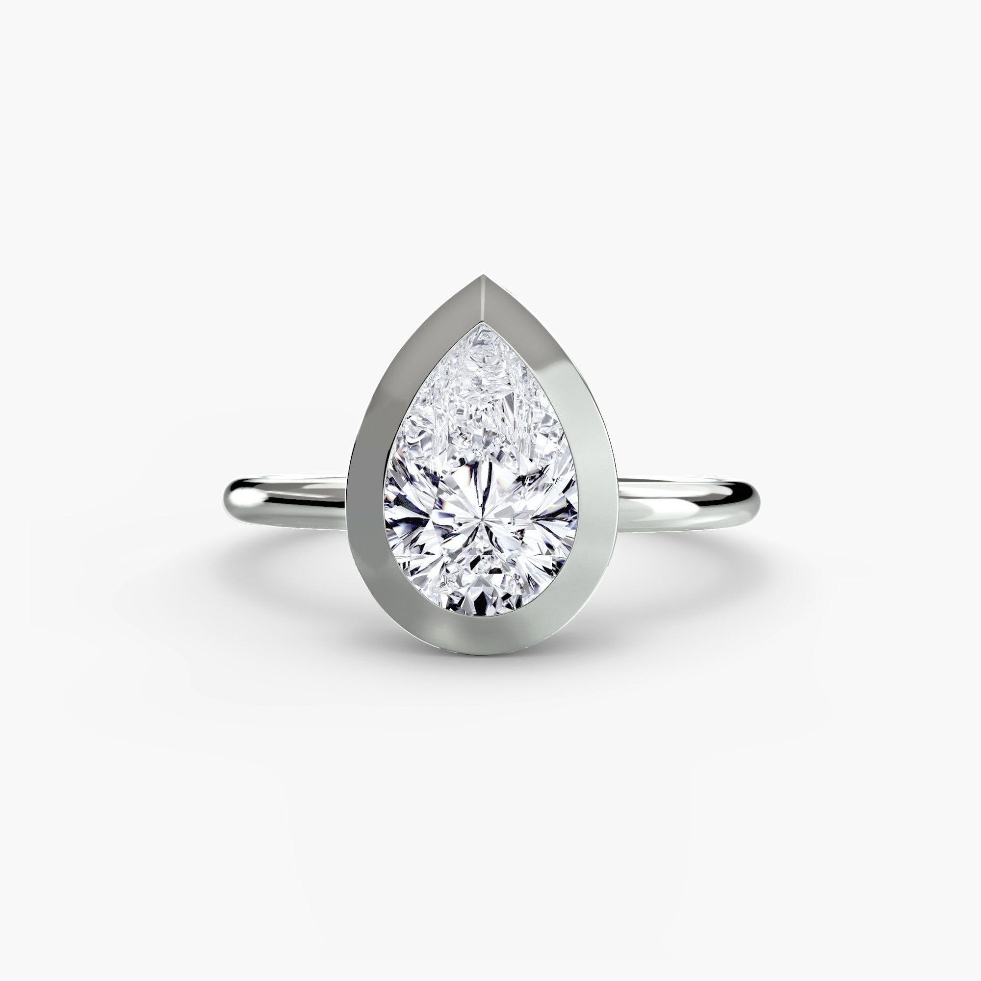 Pear cut diamond ring in white gold or platinum - AtelierRings by SKH
