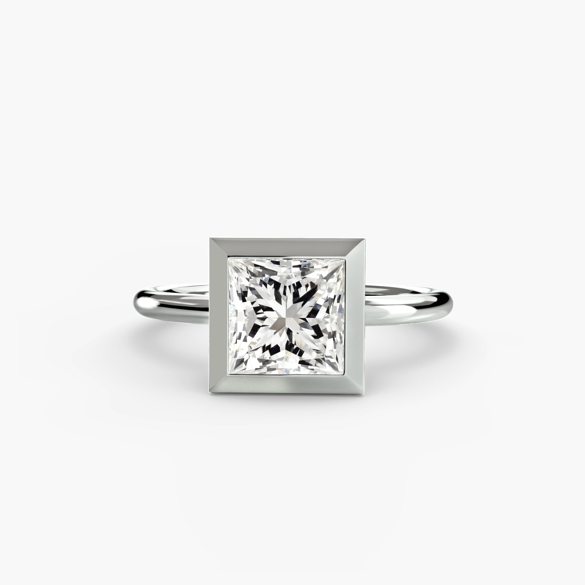 Princess cut diamond ring in white gold or platinum - AtelierRings by SKH