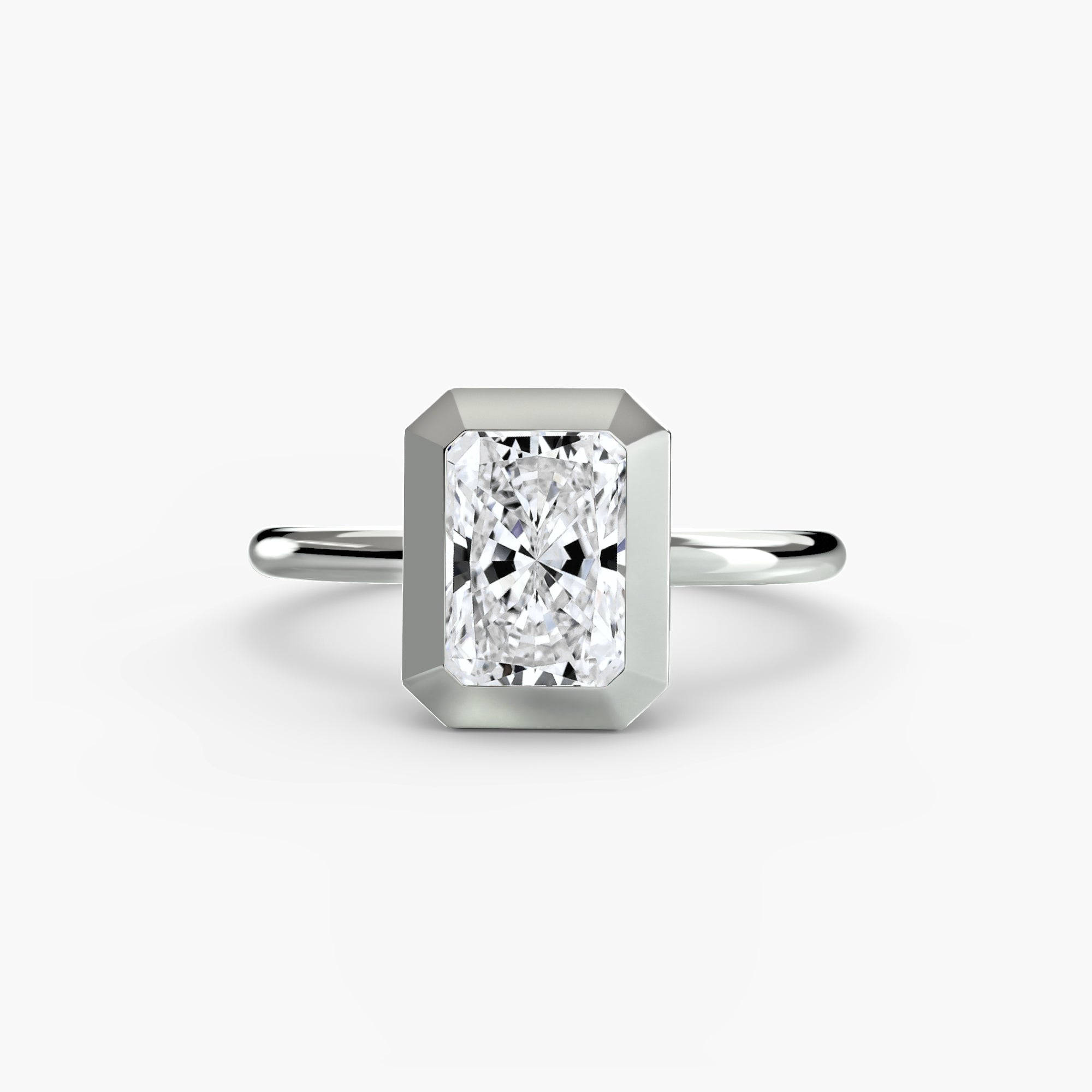 Radiant cut diamond ring in white gold or platinum - AtelierRings by SKH