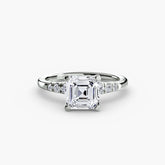 Asscher cut diamond ring in white gold or platinum - AtelierRings by SKH