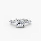 Cushion cut diamond ring in white gold or platinum - AtelierRings by SKH