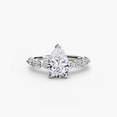 Pear cut diamond ring in white gold or platinum - AtelierRings by SKH