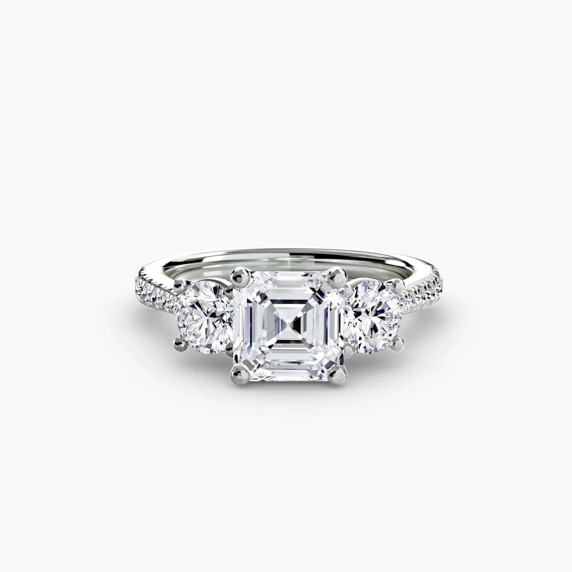 Asscher cut diamond ring in white gold or platinum - AtelierRings by SKH