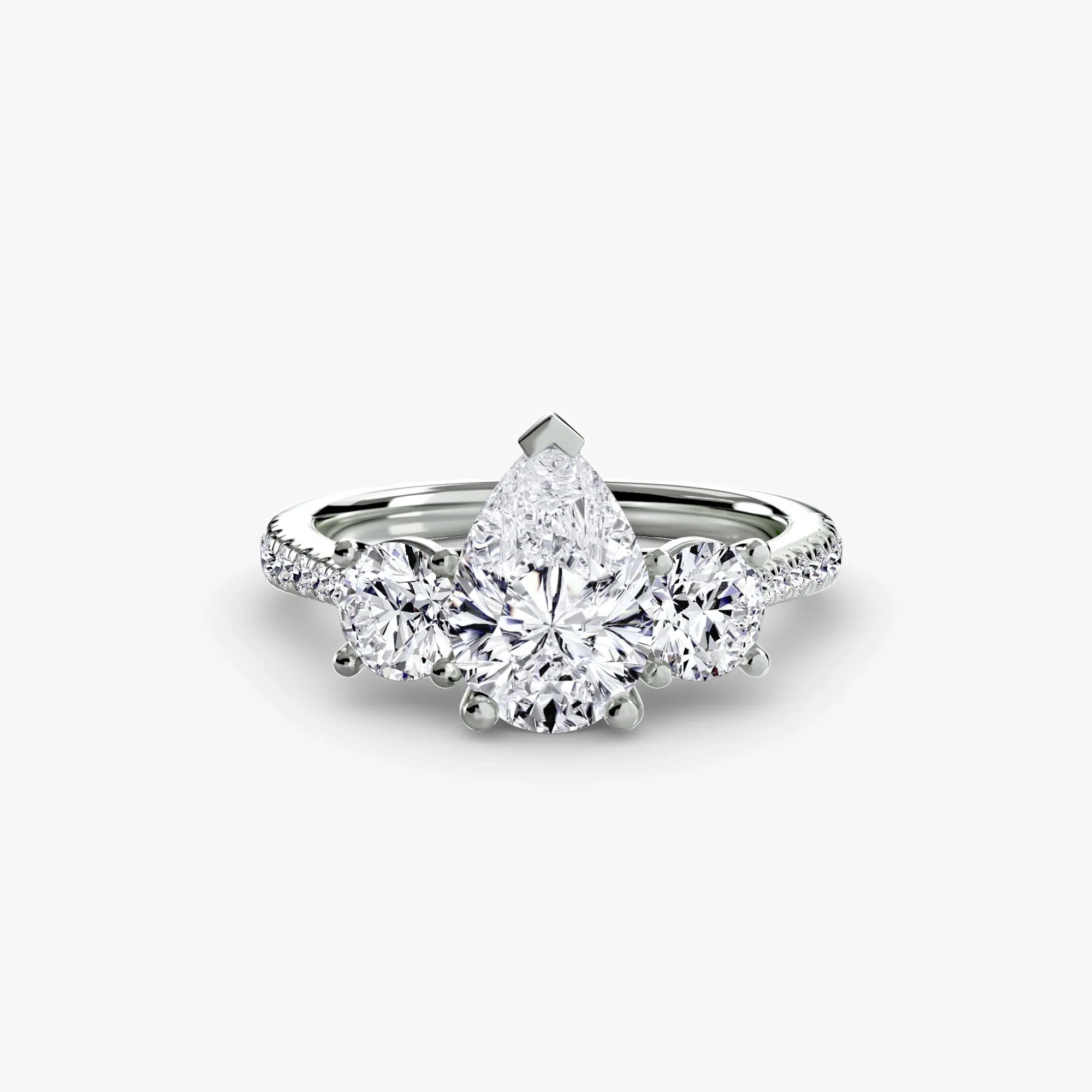Pear cut diamond ring in white gold or platinum - AtelierRings by SKH