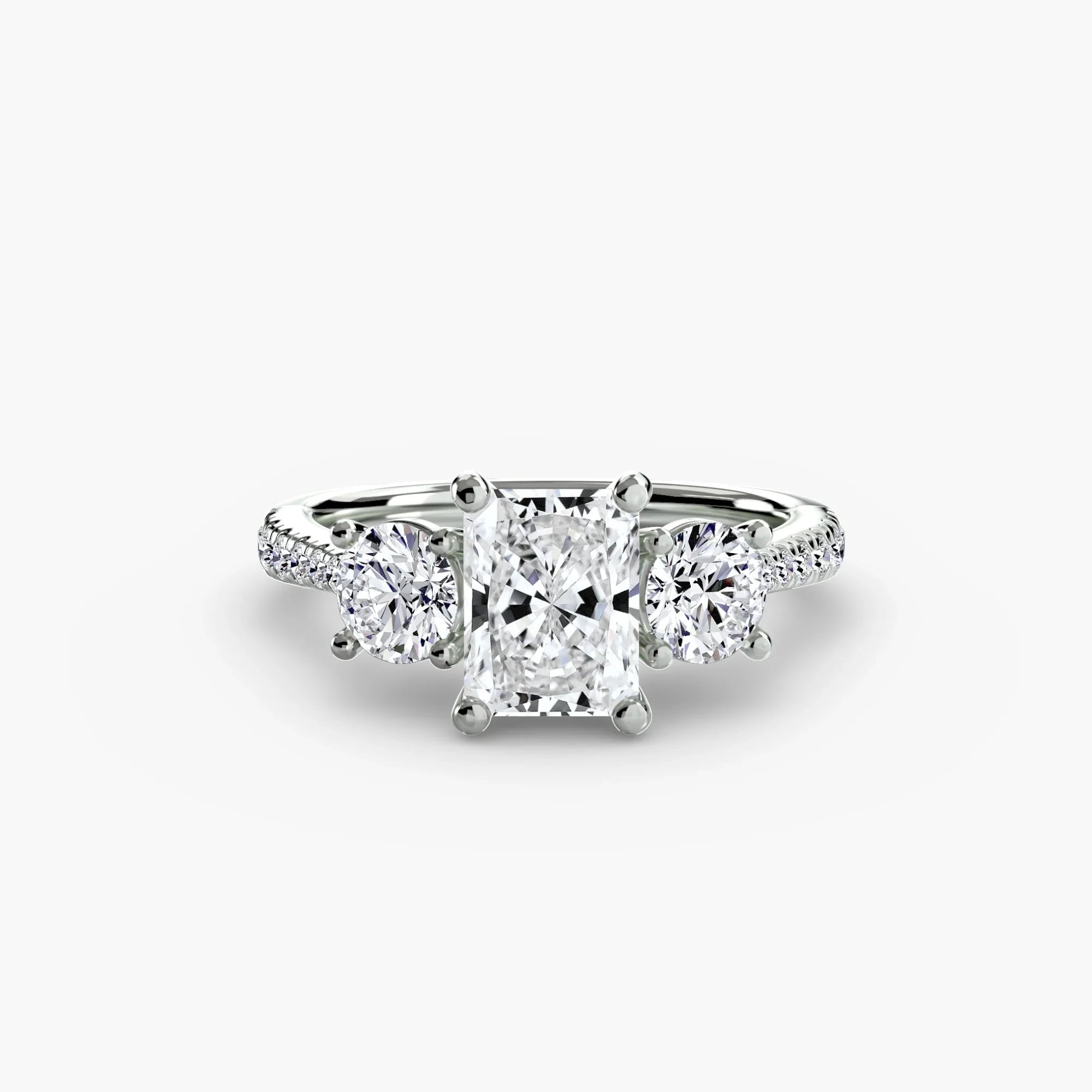Radiant cut diamond ring in white gold or platinum - AtelierRings by SKH