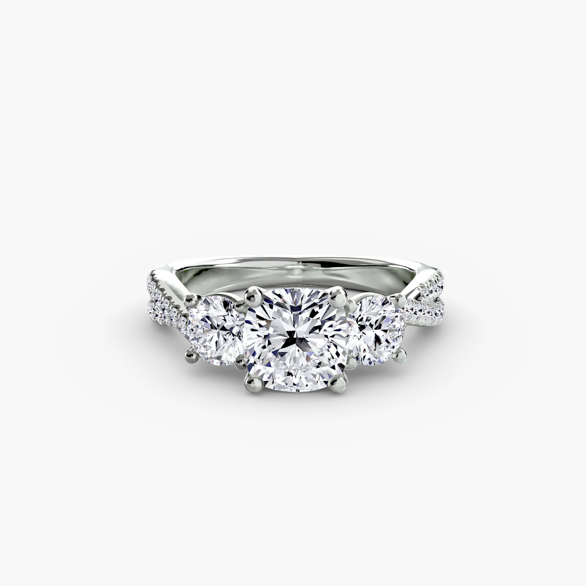 Cushion cut diamond ring in white gold or platinum - AtelierRings by SKH