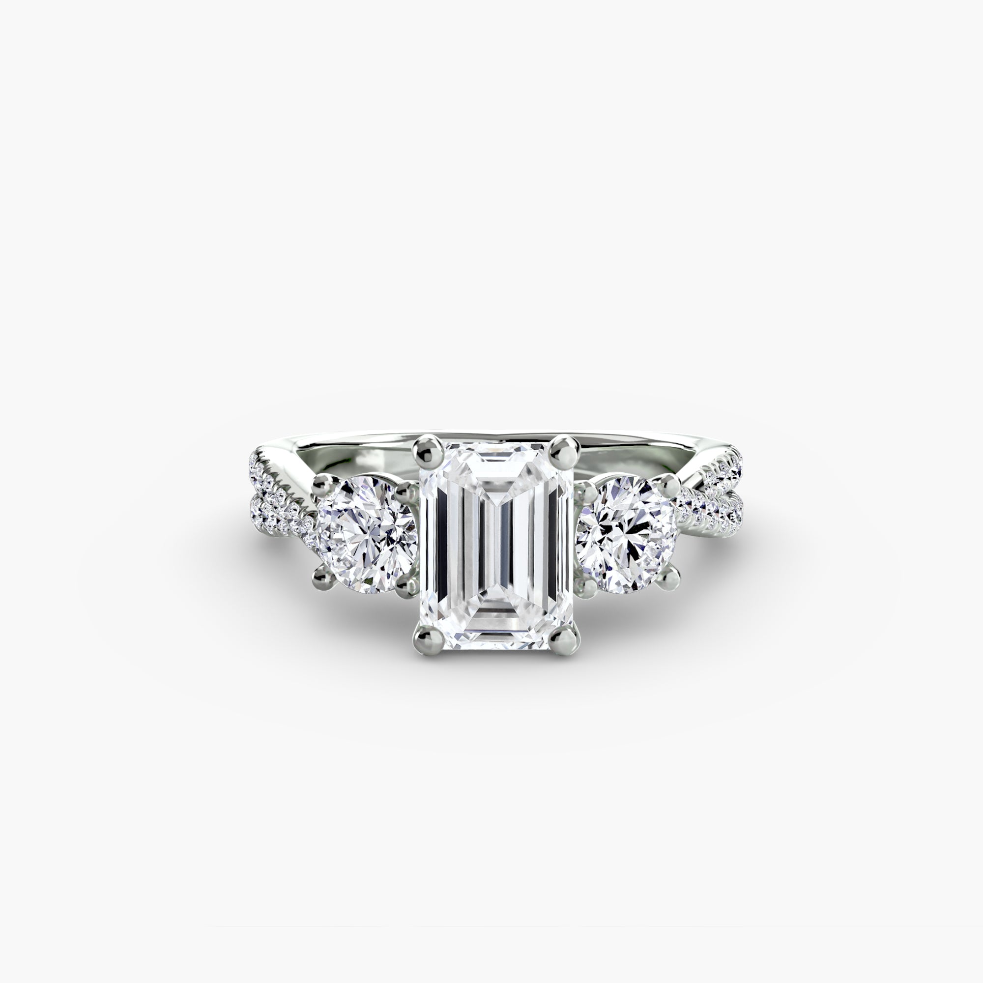 Emerald cut diamond ring in white gold or platinum - AtelierRings by SKH