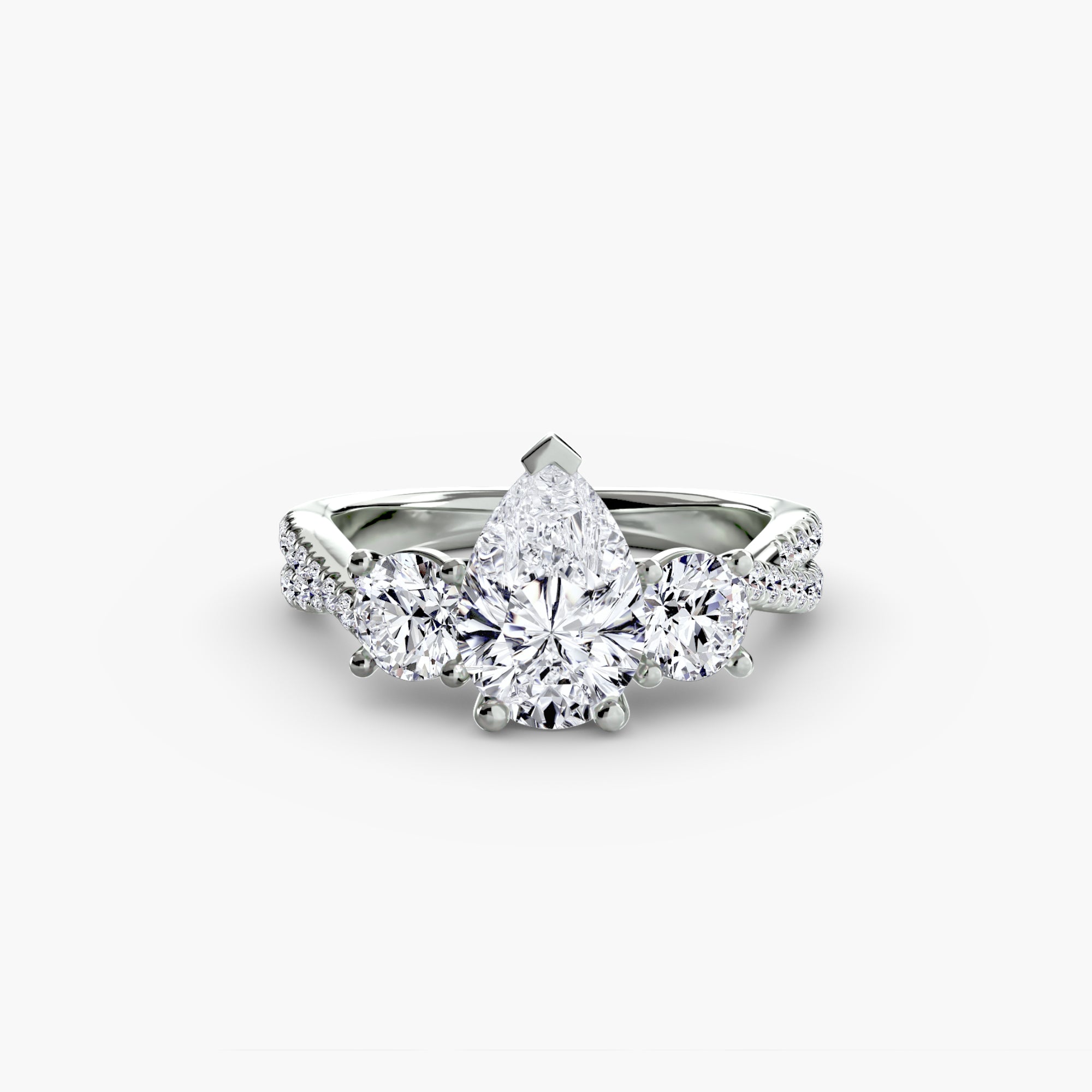 Pear cut diamond ring in white gold or platinum - AtelierRings by SKH