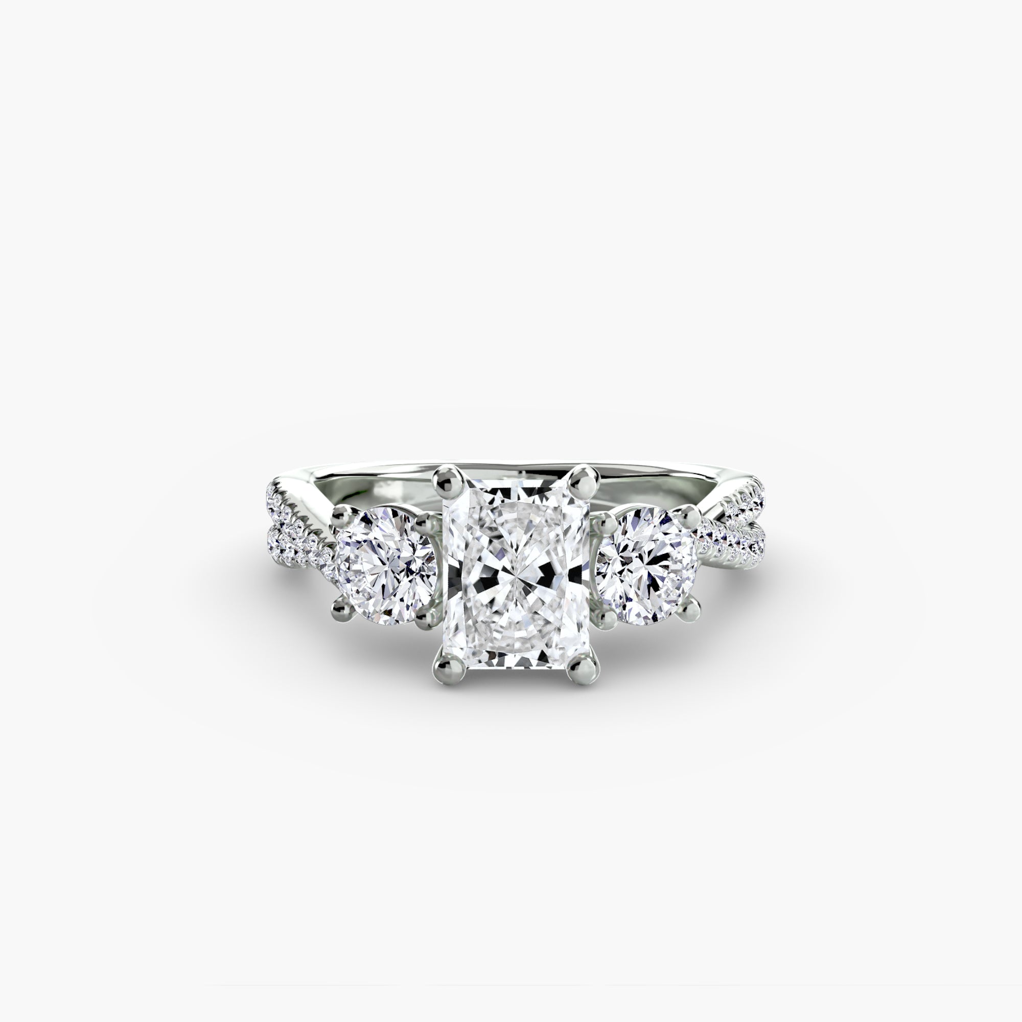 Radiant cut diamond ring in white gold or platinum - AtelierRings by SKH