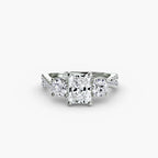 Radiant cut diamond ring in white gold or platinum - AtelierRings by SKH