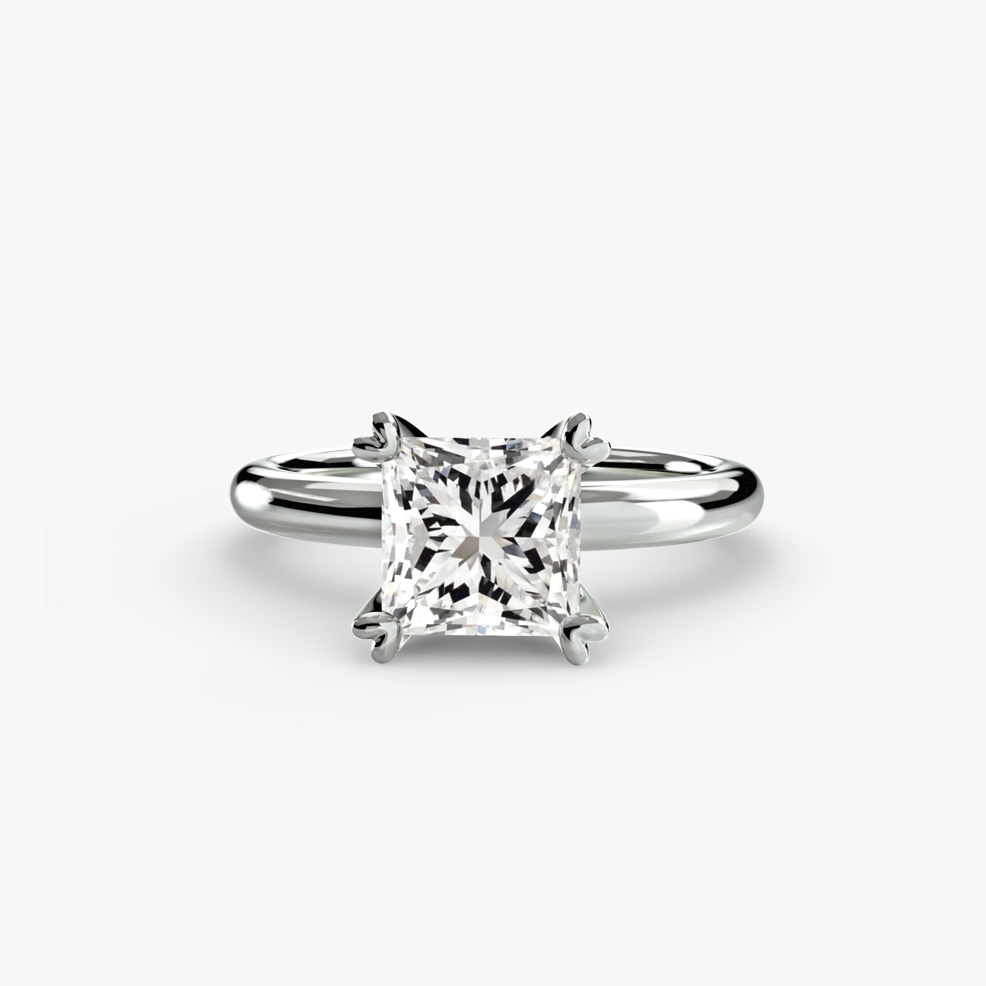Princess cut diamond ring in white gold or platinum - AtelierRings by SKH