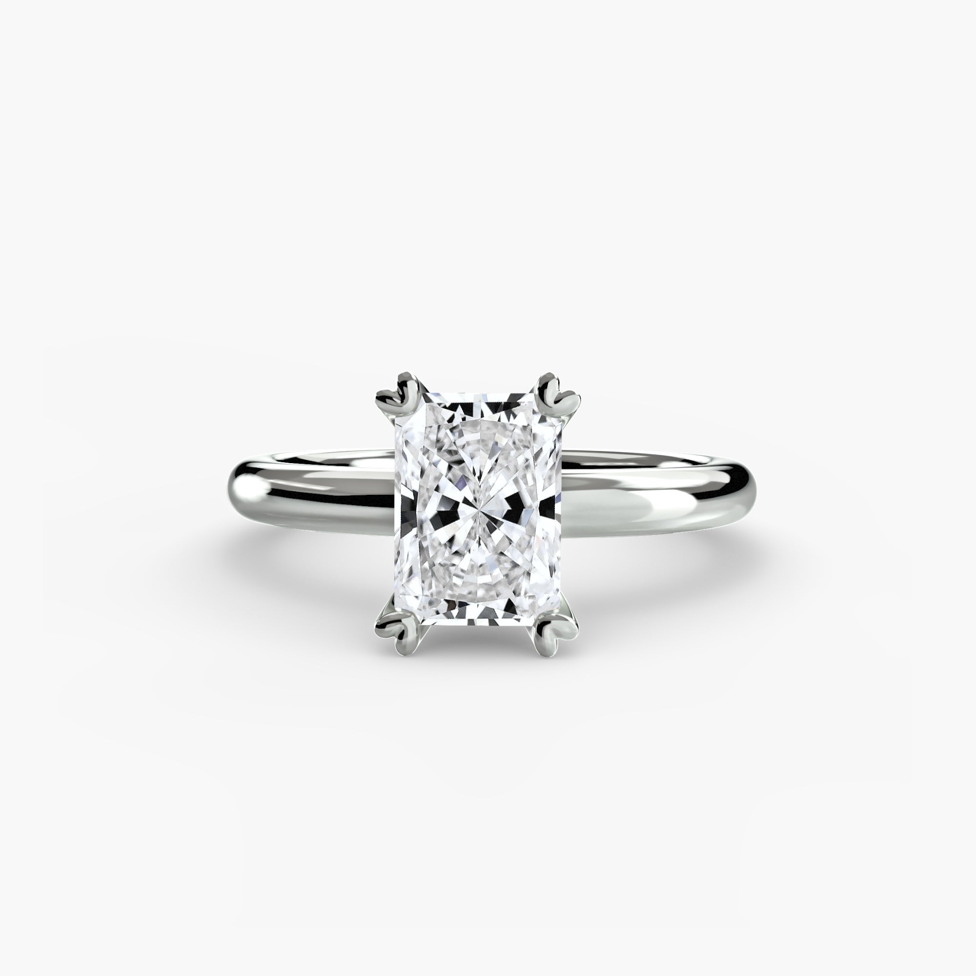 Radiant cut diamond ring in white gold or platinum - AtelierRings by SKH