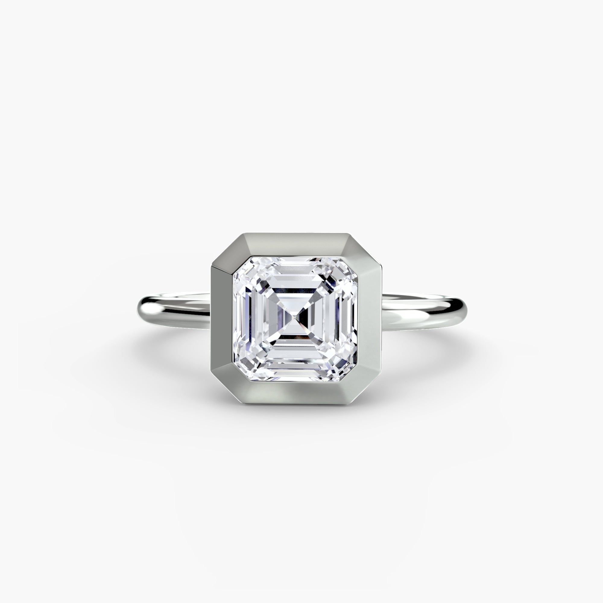 Asscher cut diamond ring in white gold or platinum - AtelierRings by SKH