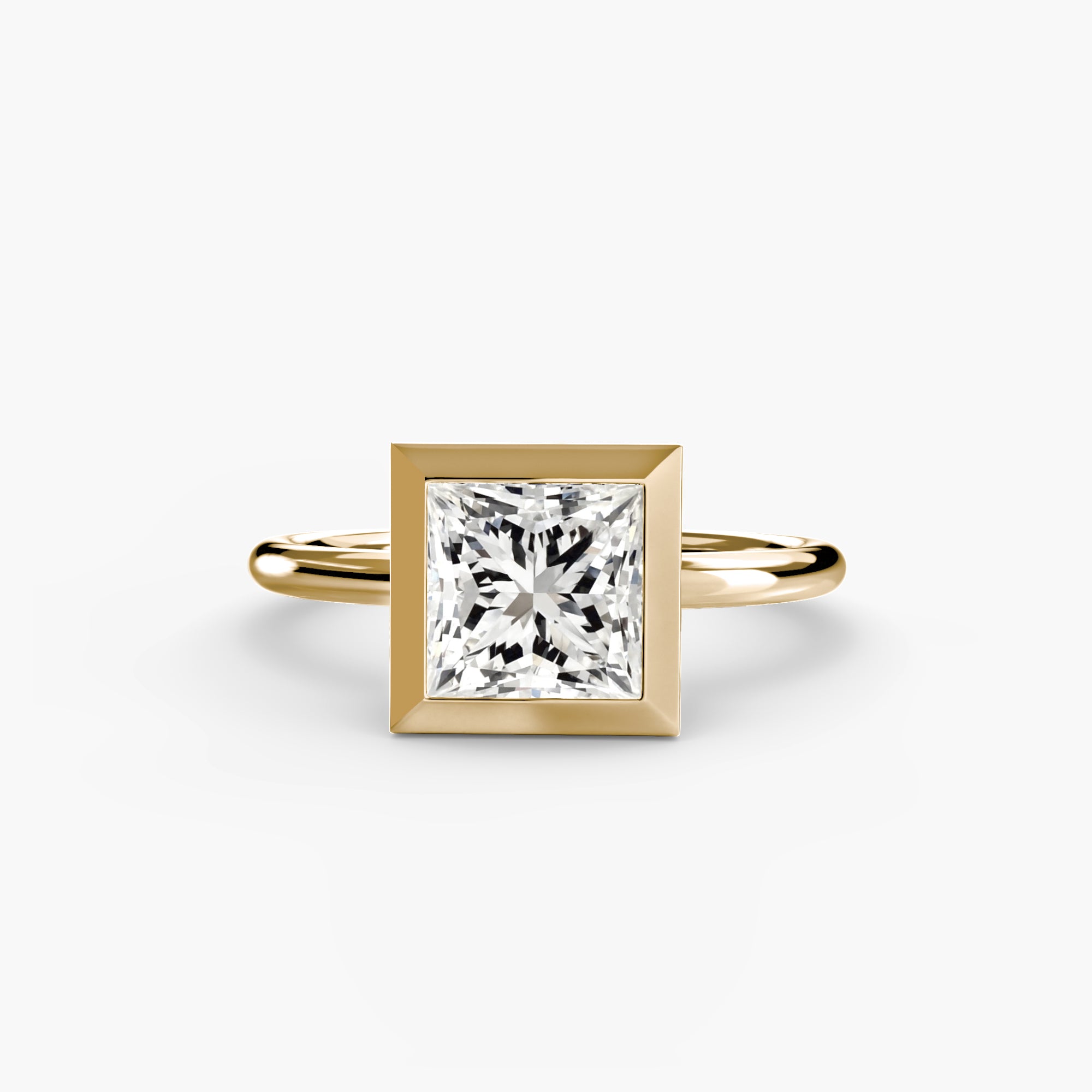 Princess cut diamond ring in yellow gold - AtelierRings by SKH