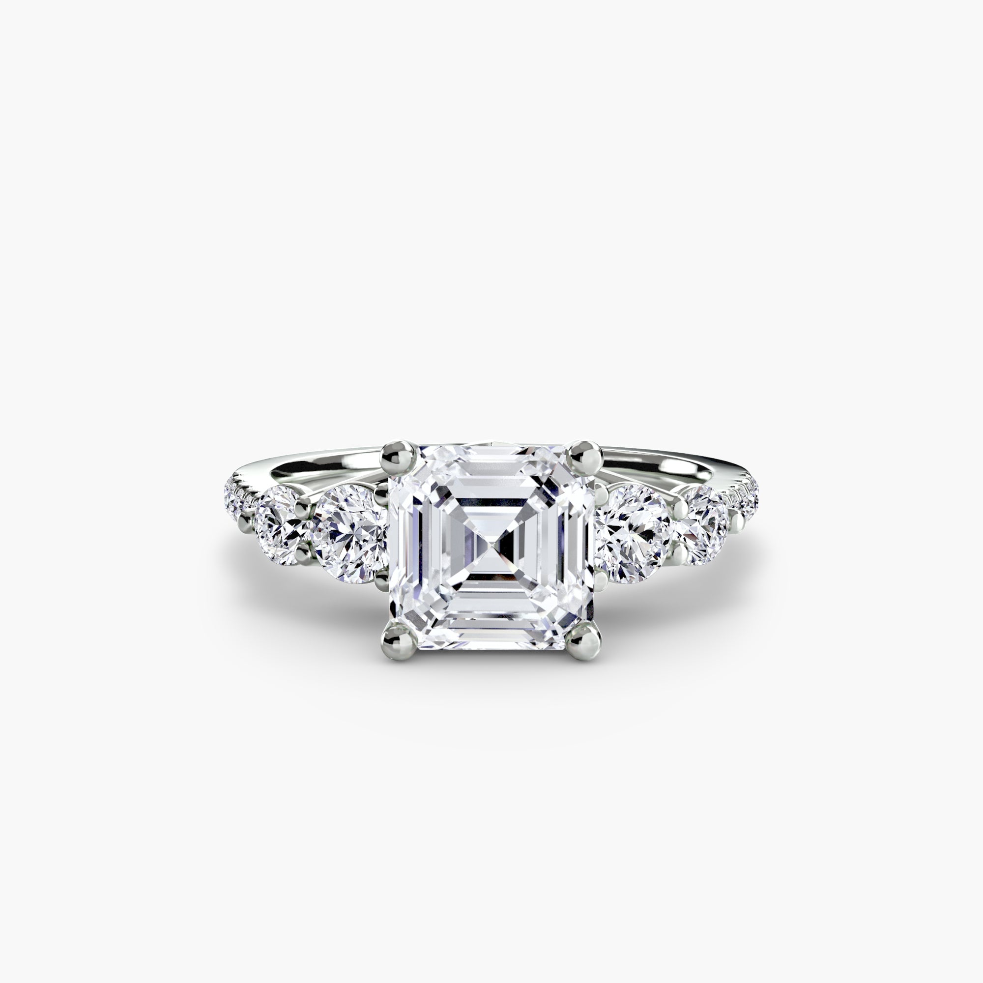 Asscher cut diamond ring in white gold or platinum - AtelierRings by SKH
