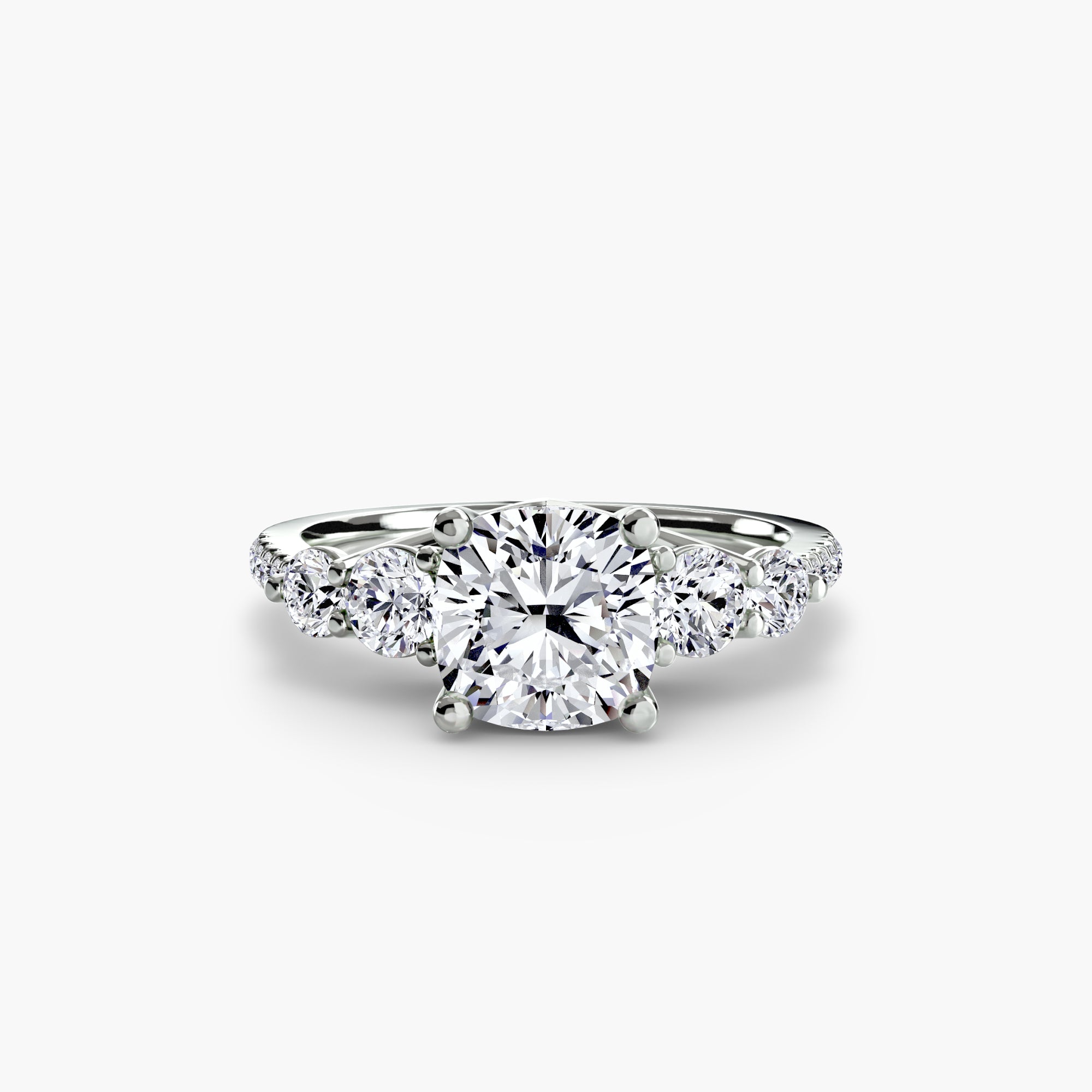 Cushion cut diamond ring in white gold or platinum - AtelierRings by SKH