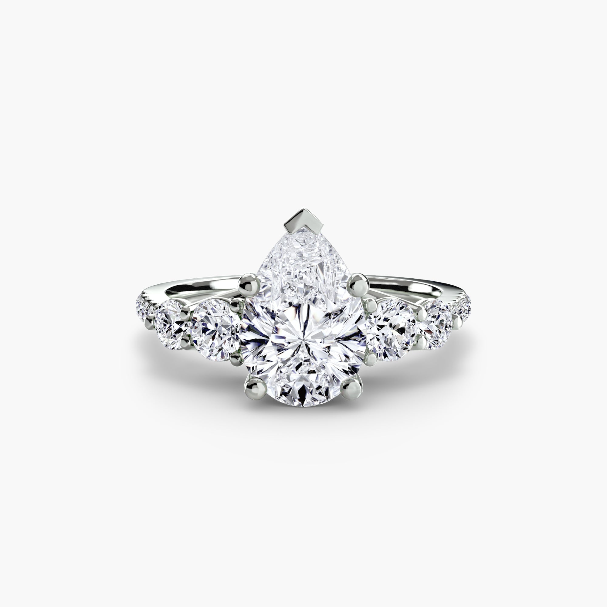 Pear cut diamond ring in white gold or platinum - AtelierRings by SKH