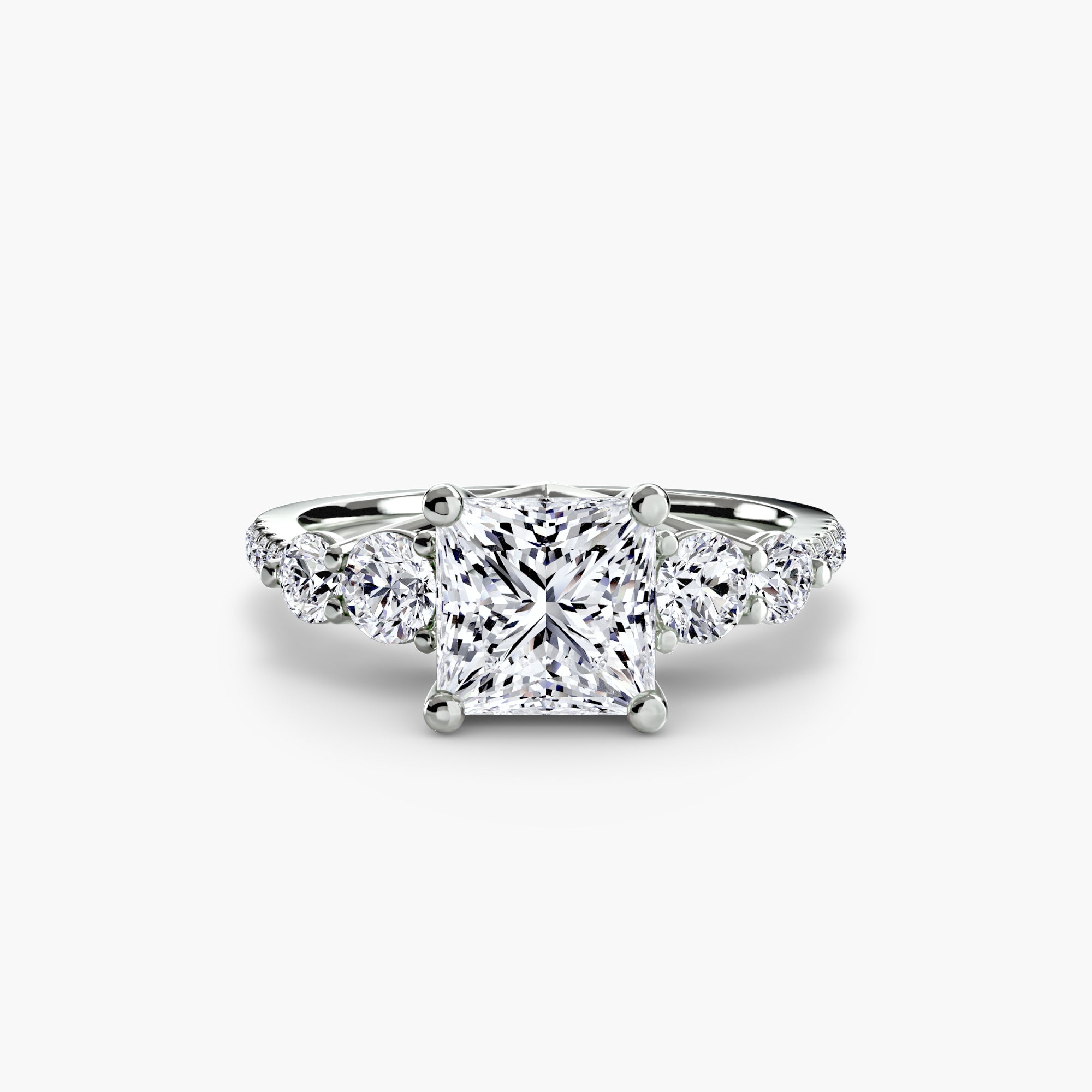 Princess cut diamond ring in white gold or platinum - AtelierRings by SKH