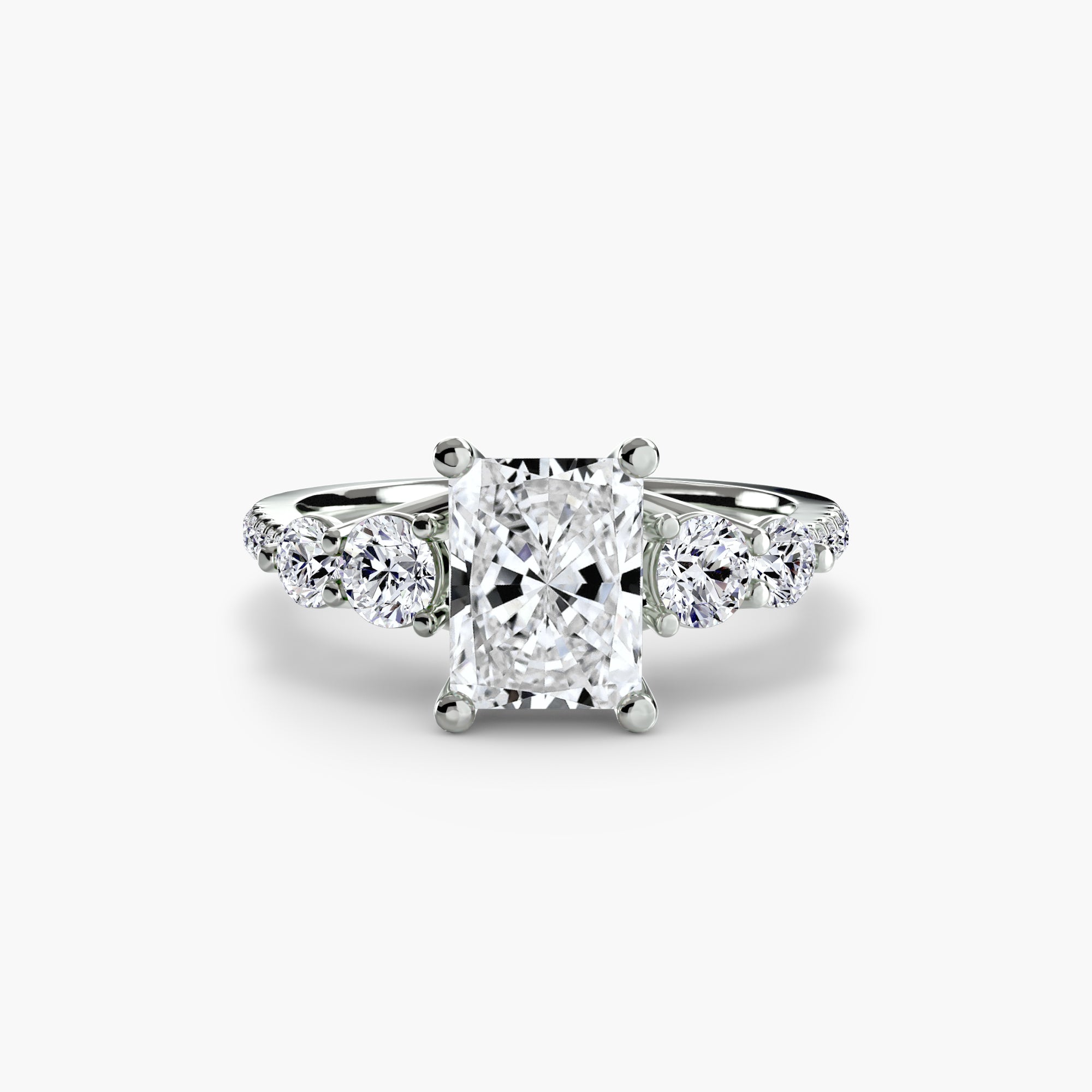 Radiant cut diamond ring in white gold or platinum - AtelierRings by SKH