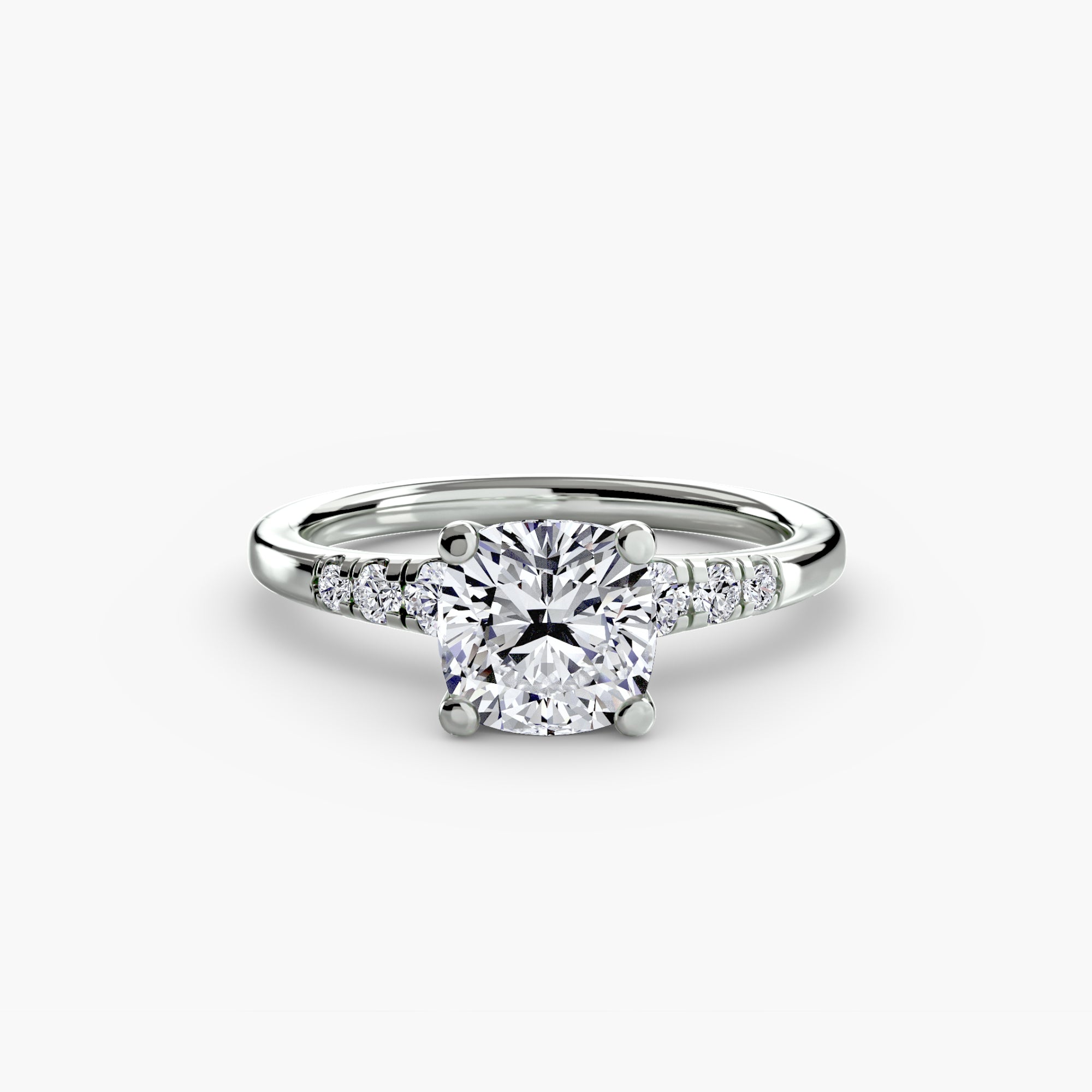 Cushion cut diamond ring in white gold or platinum - AtelierRings by SKH