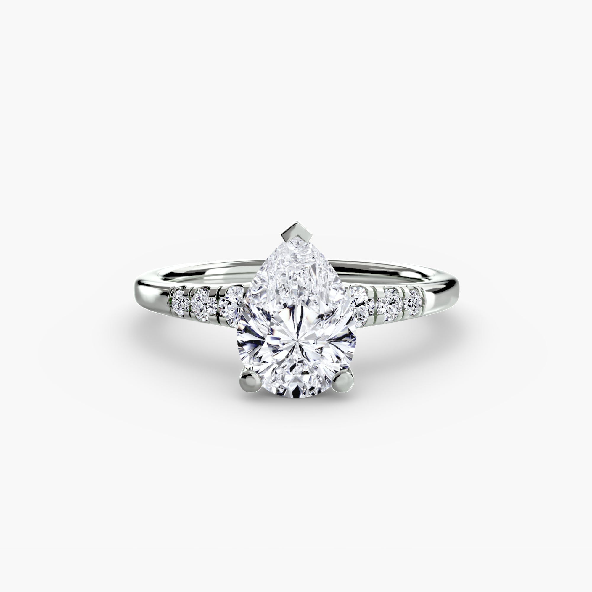 Pear cut diamond ring in white gold or platinum - AtelierRings by SKH
