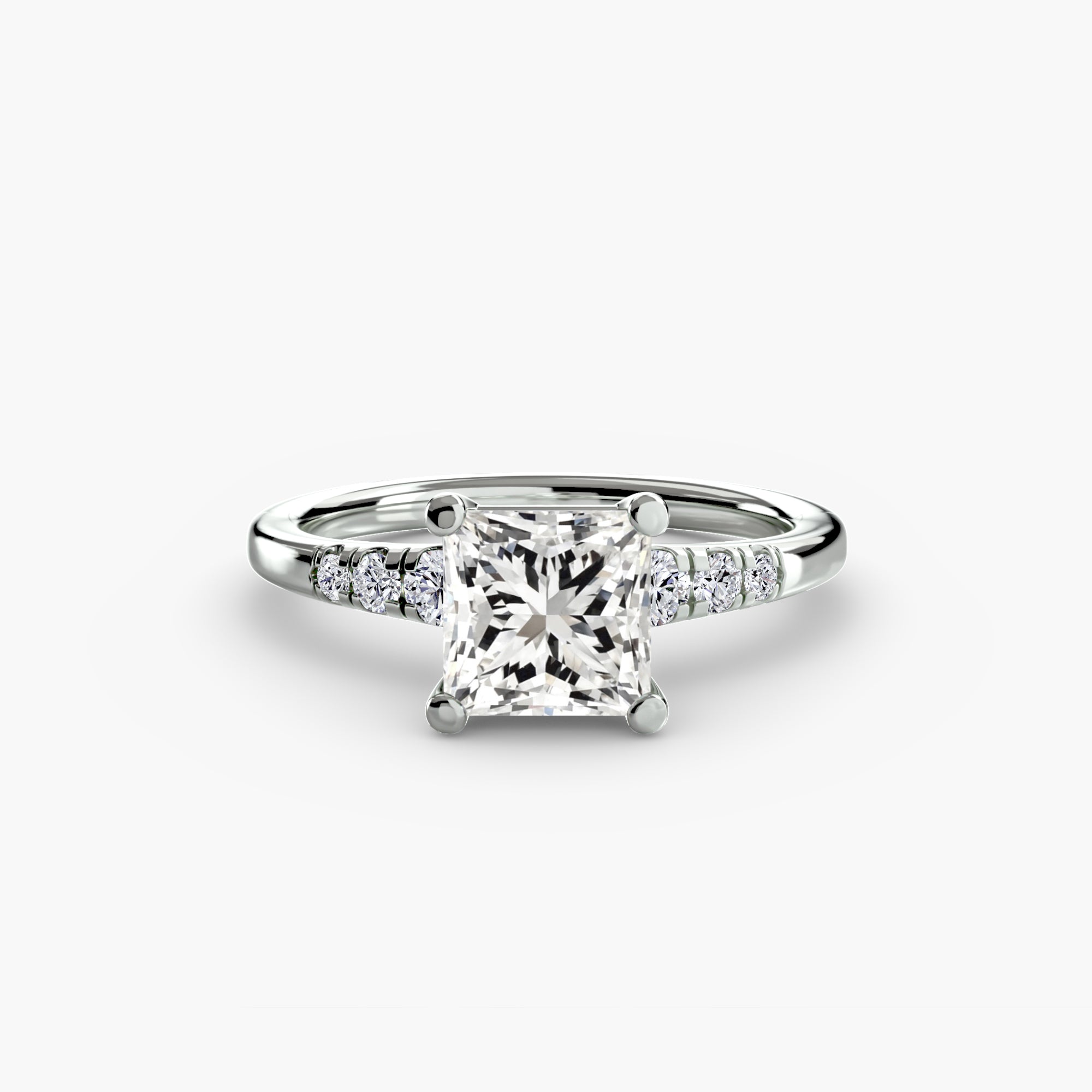 Princess cut diamond ring in white gold or platinum - AtelierRings by SKH