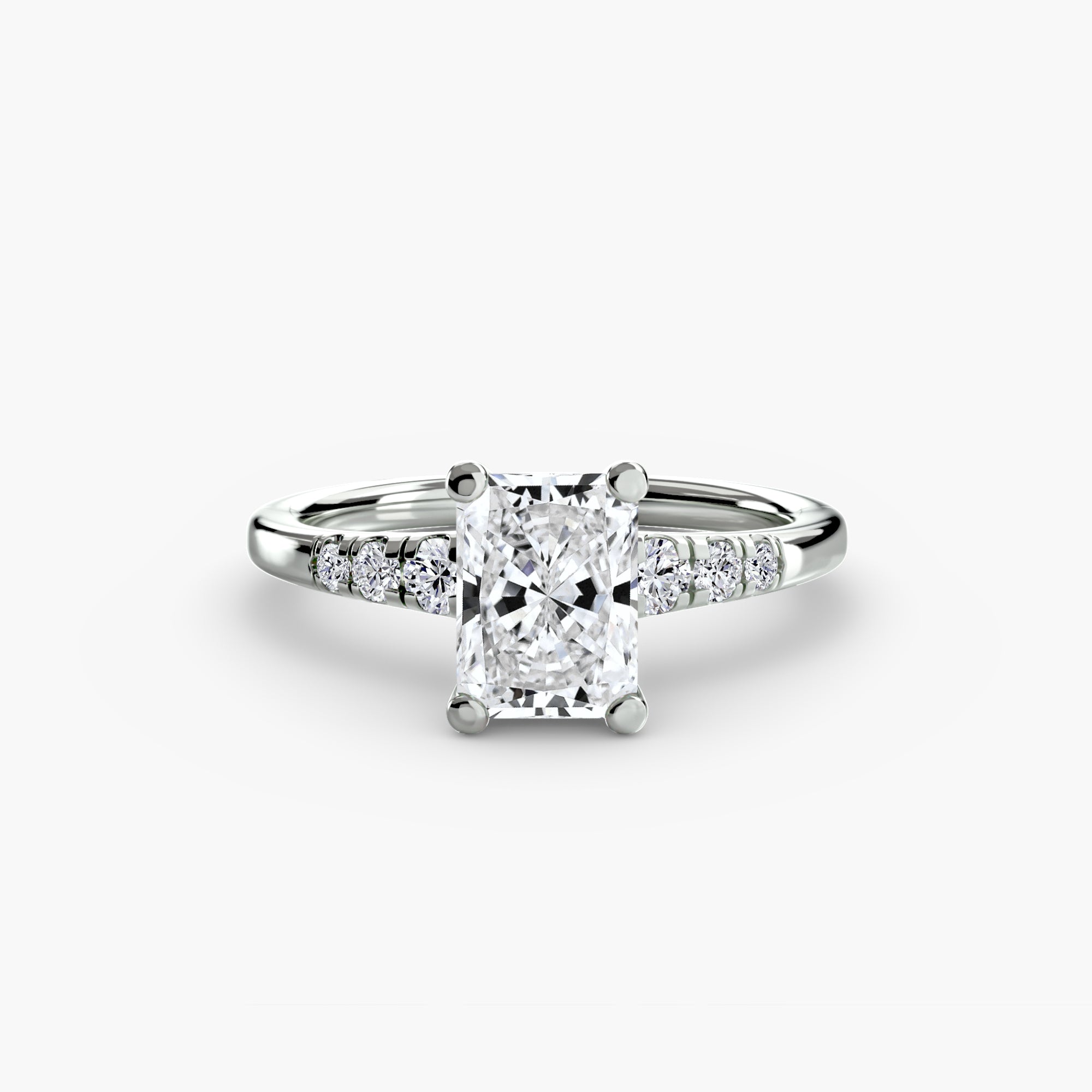 Radiant cut diamond ring in white gold or platinum - AtelierRings by SKH