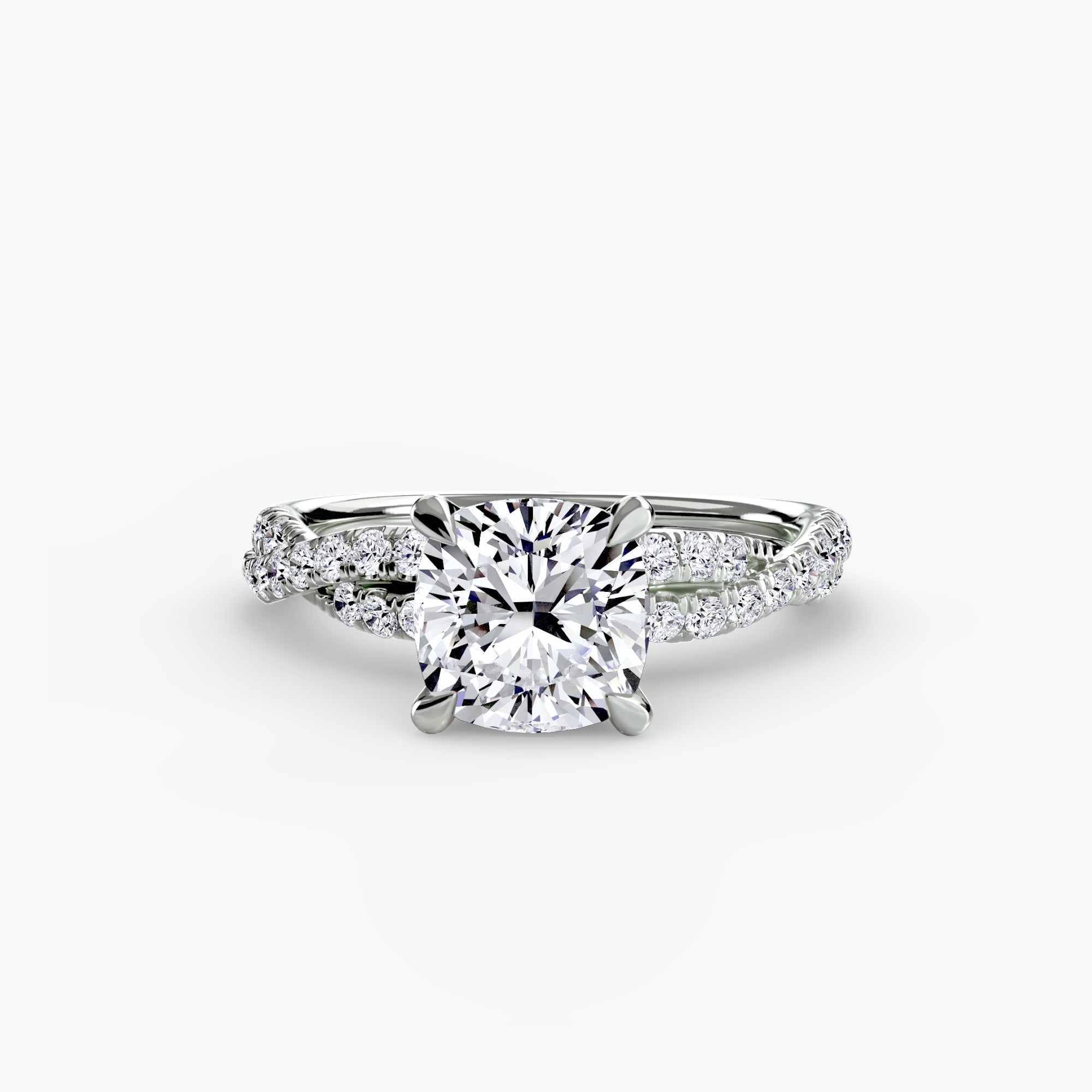 Cushion cut diamond ring in white gold or platinum - AtelierRings by SKH