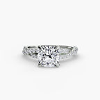 Cushion cut diamond ring in white gold or platinum - AtelierRings by SKH