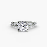 Cushion cut diamond ring in white gold or platinum - AtelierRings by SKH