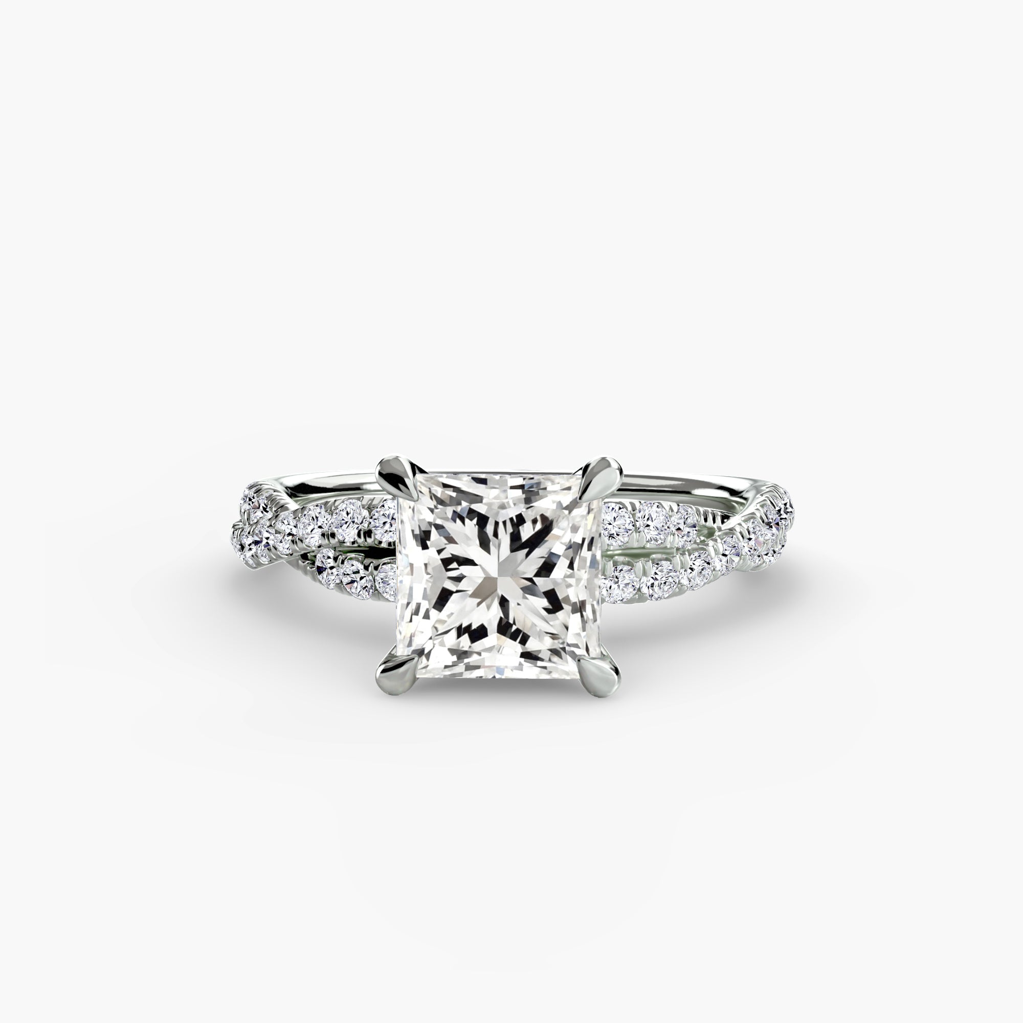 Princess cut diamond ring in white gold or platinum - AtelierRings by SKH