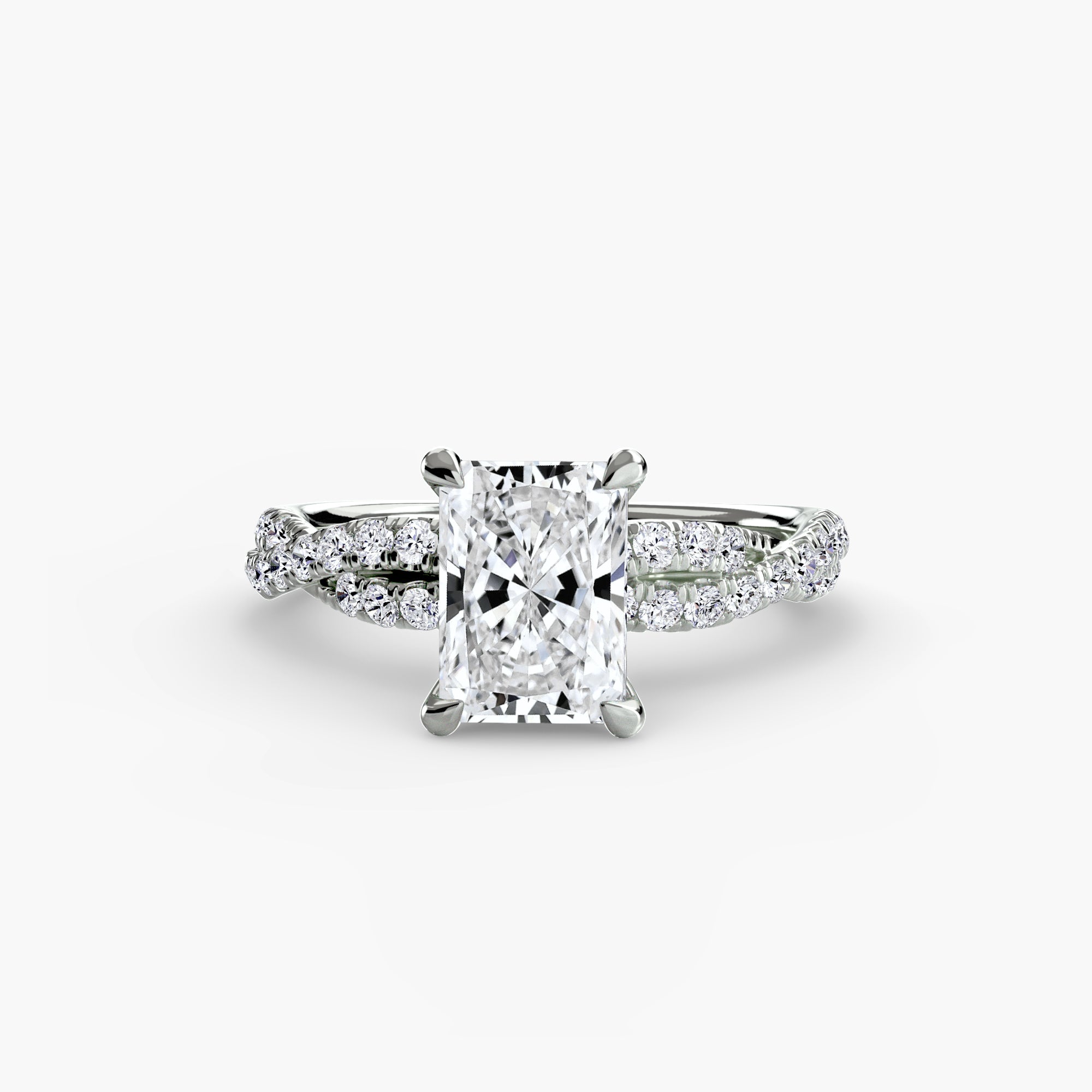 Radiant cut diamond ring in white gold or platinum - AtelierRings by SKH