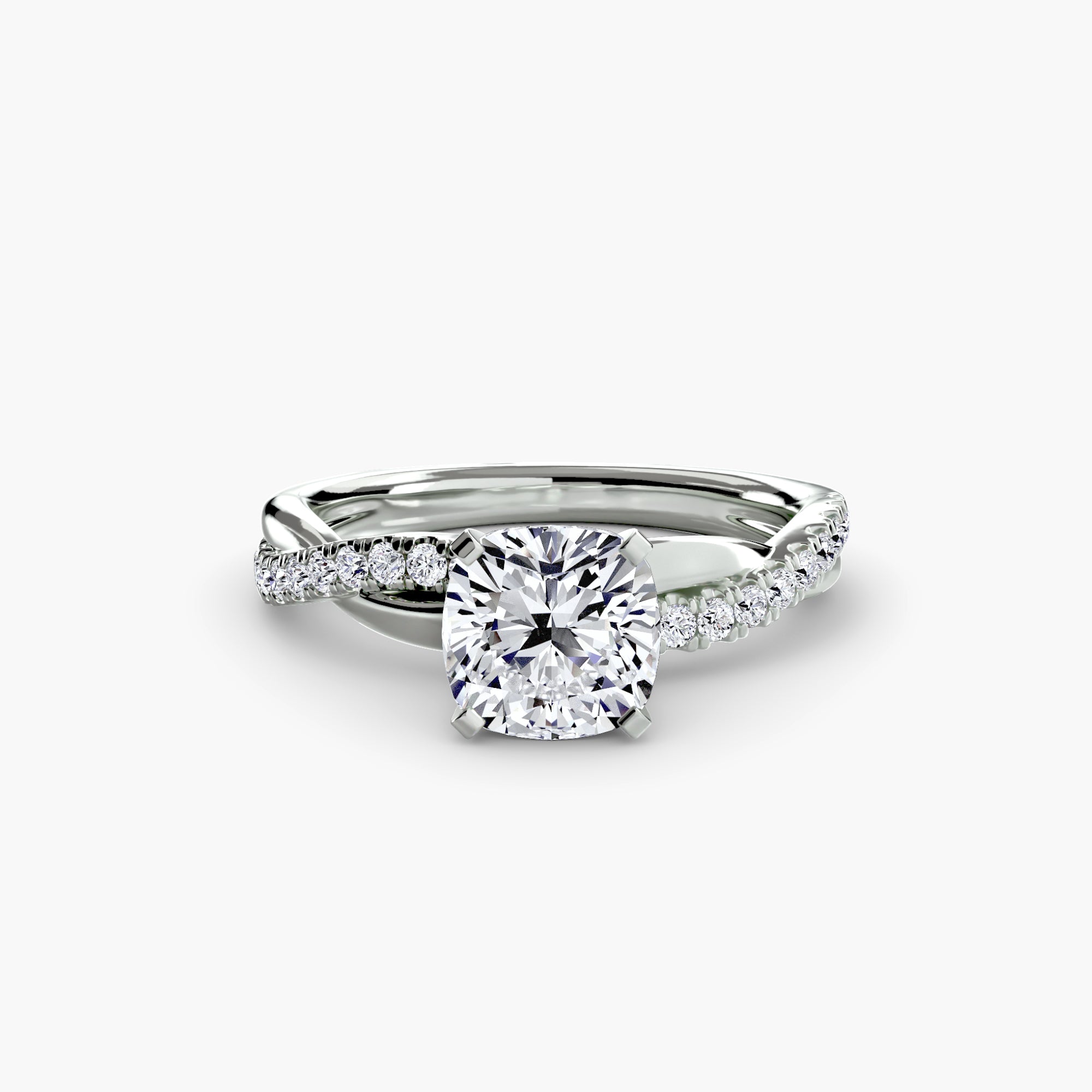 Cushion cut diamond ring in white gold or platinum - AtelierRings by SKH