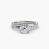 Cushion cut diamond ring in white gold or platinum - AtelierRings by SKH