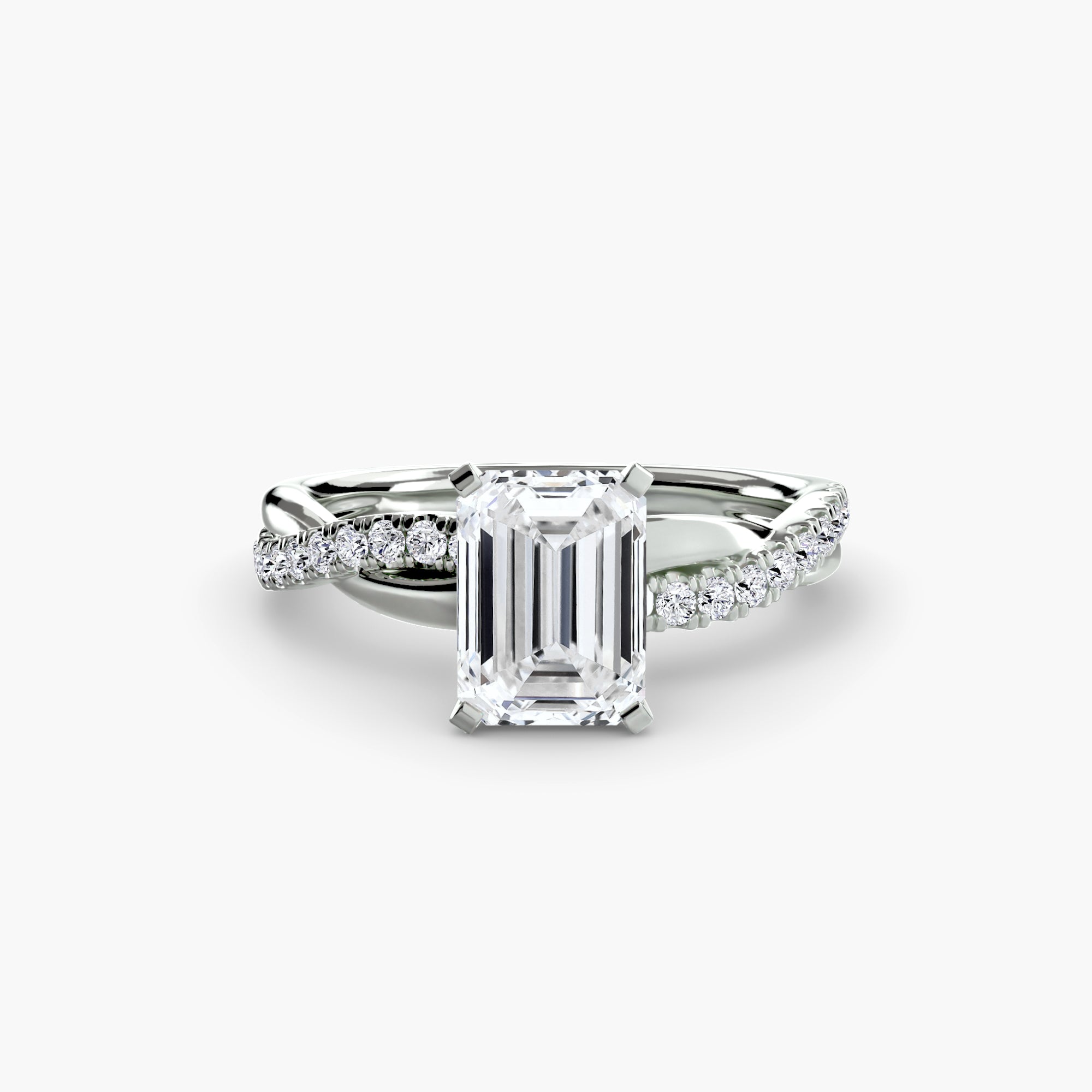 Emerald cut diamond ring in white gold or platinum - AtelierRings by SKH